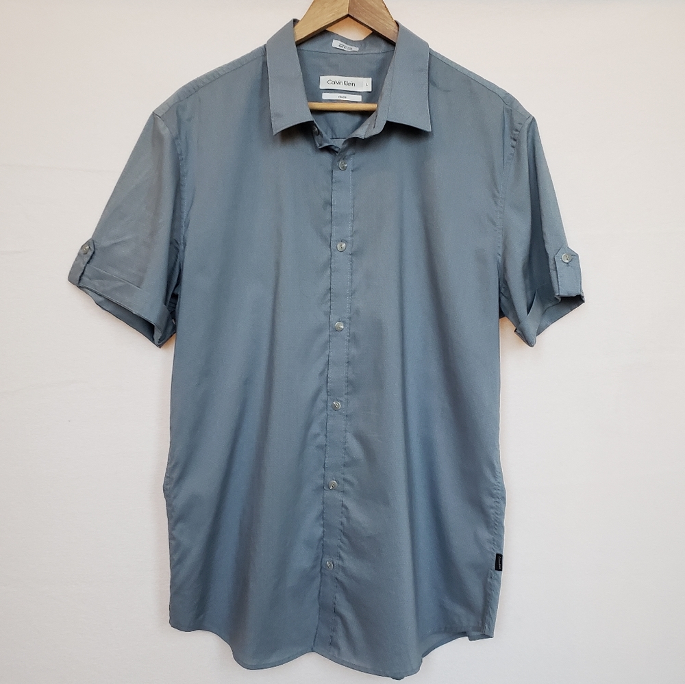Calvin Klein Slim Fit Short Sleeve Button Down
